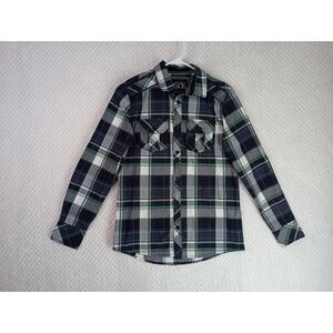 Buckle Black Standard Fit Men's XS Black Plaid Long Sleeve Button Up Shirt